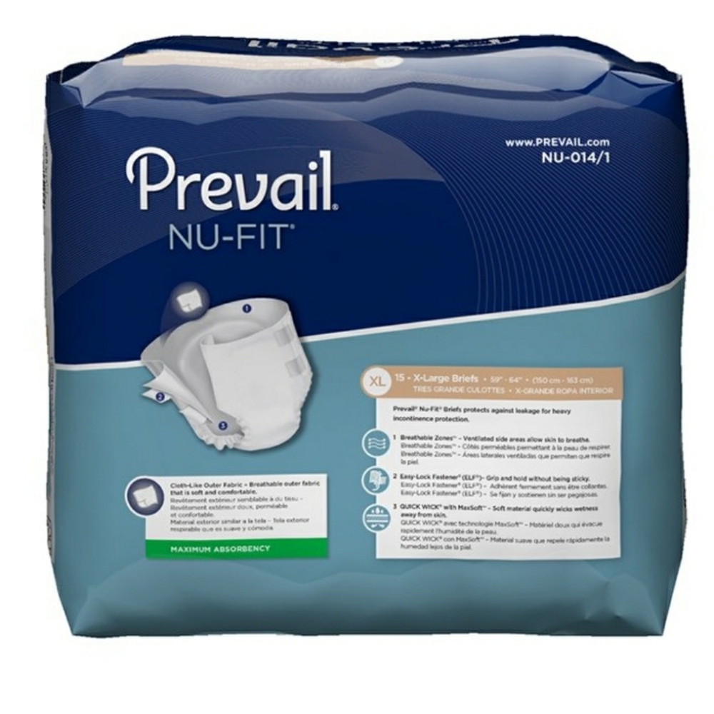 Prevail Per-Fit Daily Adult Brief,  XL (59"-64") Pack of 15